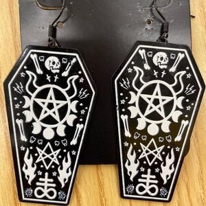 Spirit Halloween Witch Coffin Earrings